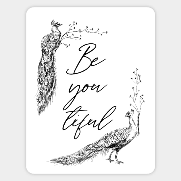 Peacocks Inspiration Print Sticker by rachelsfinelines